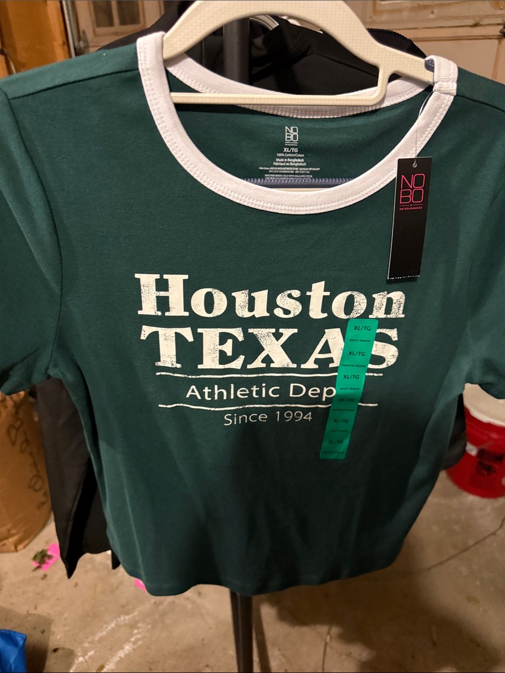 NOBO Forest Green Short-Sleeve Houston Texas Athletic crop Tee with White Trim